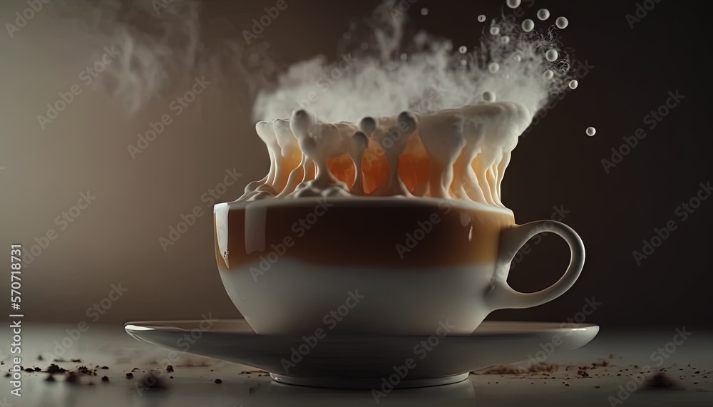  a cup of hot chocolate with steam rising out of the top of the cup and steam rising out of the top 