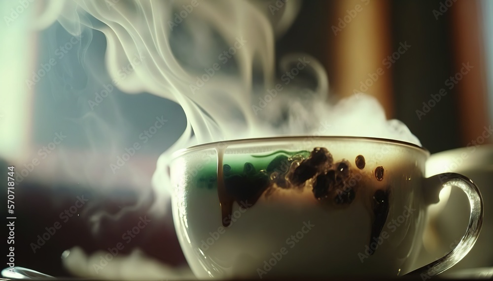  a cup of hot chocolate with steam rising out of the top of the cup and steam rising out of the top 