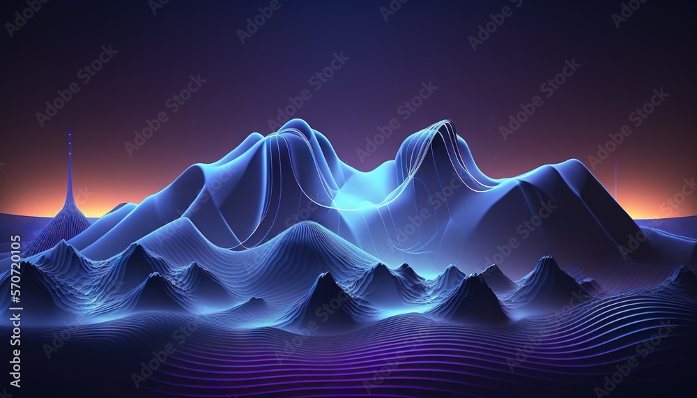  a computer generated image of a mountain range with a distant sky in the background and a distant m