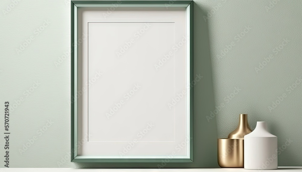  a picture frame sitting on top of a shelf next to a vase and a vase with a gold vase on it next to 