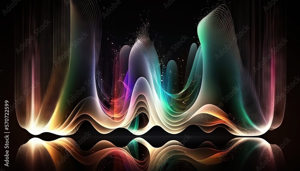  a colorful abstract background with a black background and a reflection of the light in the water a