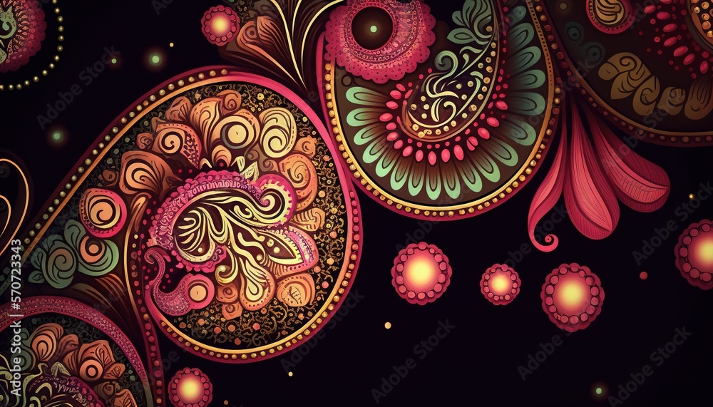  a colorful abstract background with a lot of circles and flowers in the middle of the image, with a