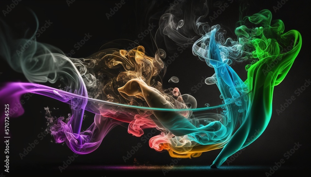  a group of colorful smokes on a black background with a black background and a black background wit