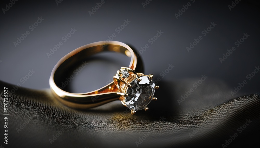  a close up of a diamond ring on a black cloth with a black background and a black background with a