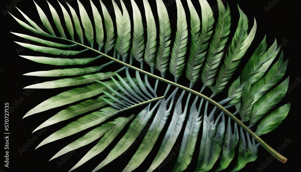  a close up of a green leaf on a black background with a black backgrounnd of the leaves and the ste