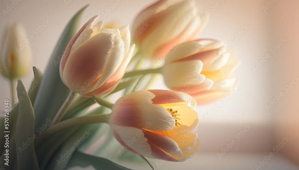  a close up of a vase with flowers in it and a blurry background behind it, with a light colored bac