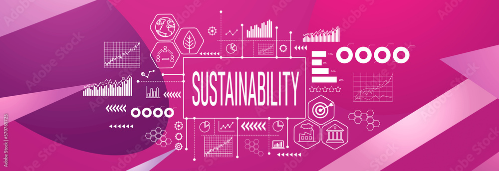 Sustainability theme on a geometric pattern background