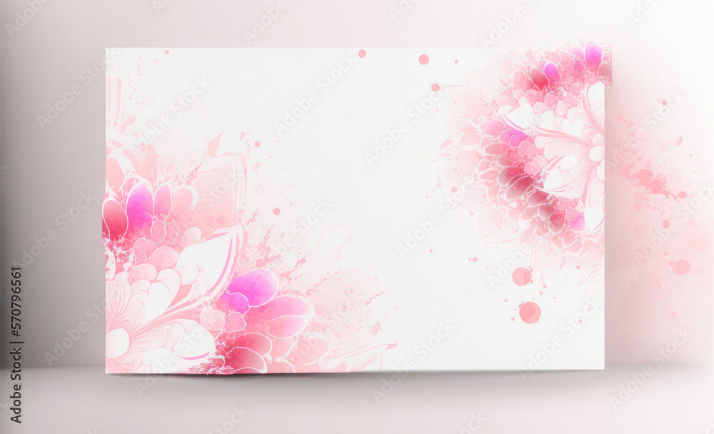 Abstract watercolor art background with pink flowers in style of watercolor paints design. Peculiar 