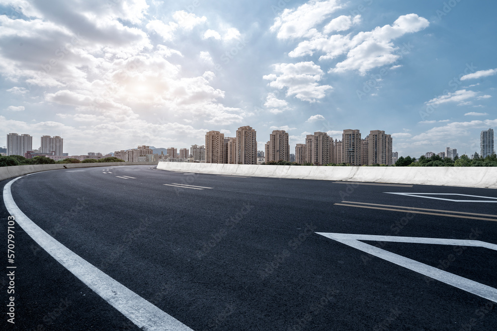 The roads and financial district buildings