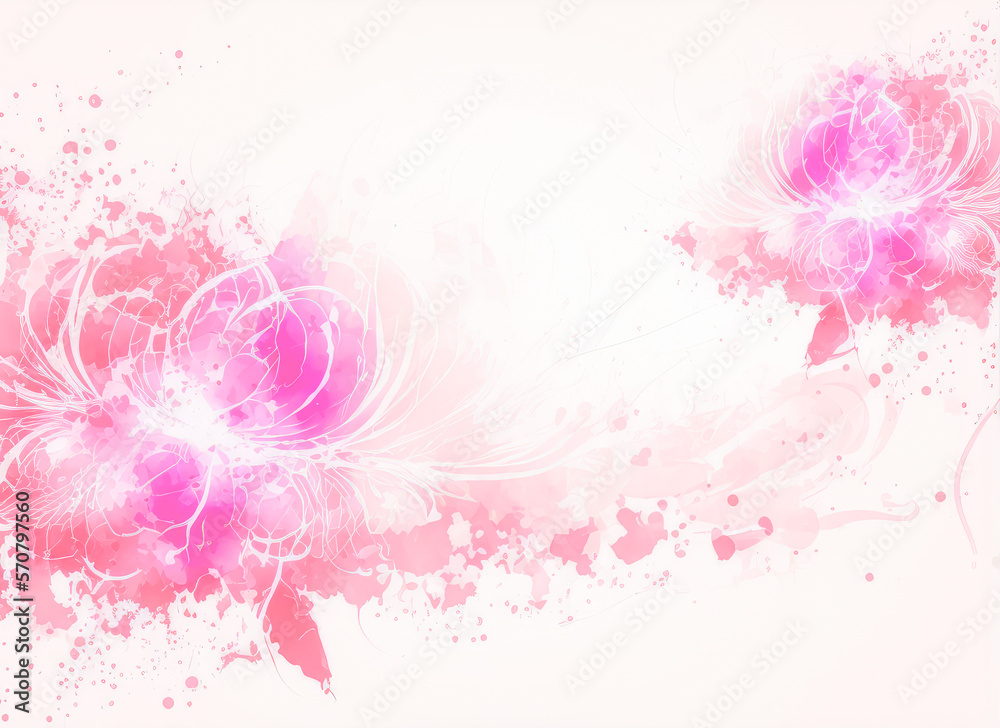 Abstract watercolor art background with pink flowers in style of watercolor paints design. Peculiar 