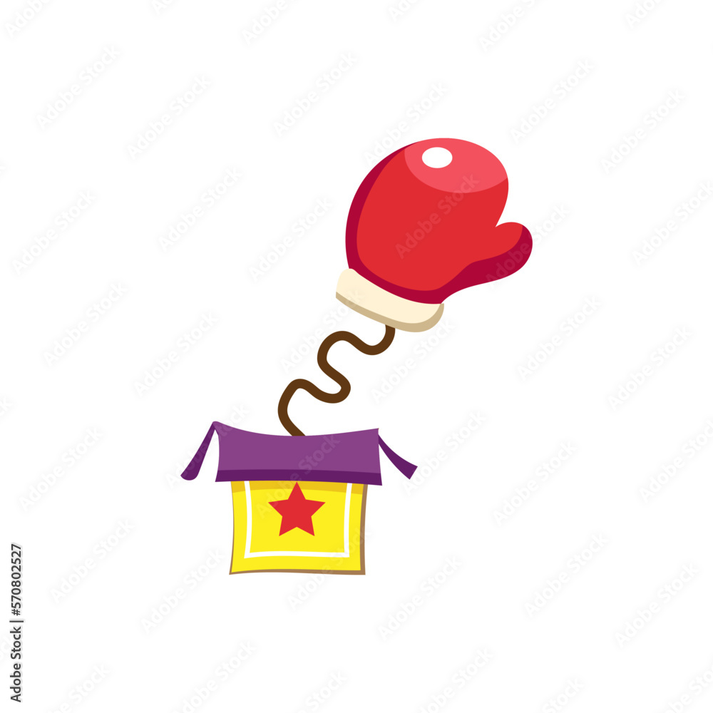 Jack-in-the-box with boxing glove on white background