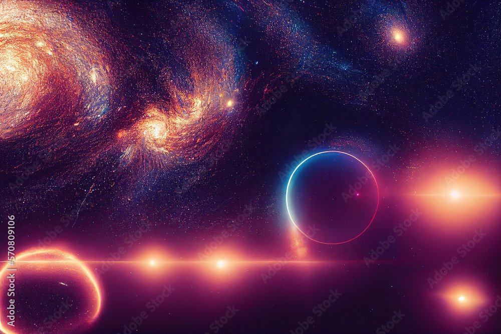 Splendid scenic outer space vibrant color starry galaxy universe in bizarre and fantasy cosmical lig