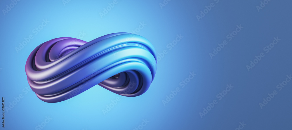 Abstract blue swirl on wide light background with mock up place for your advertisement. Flow liquid 