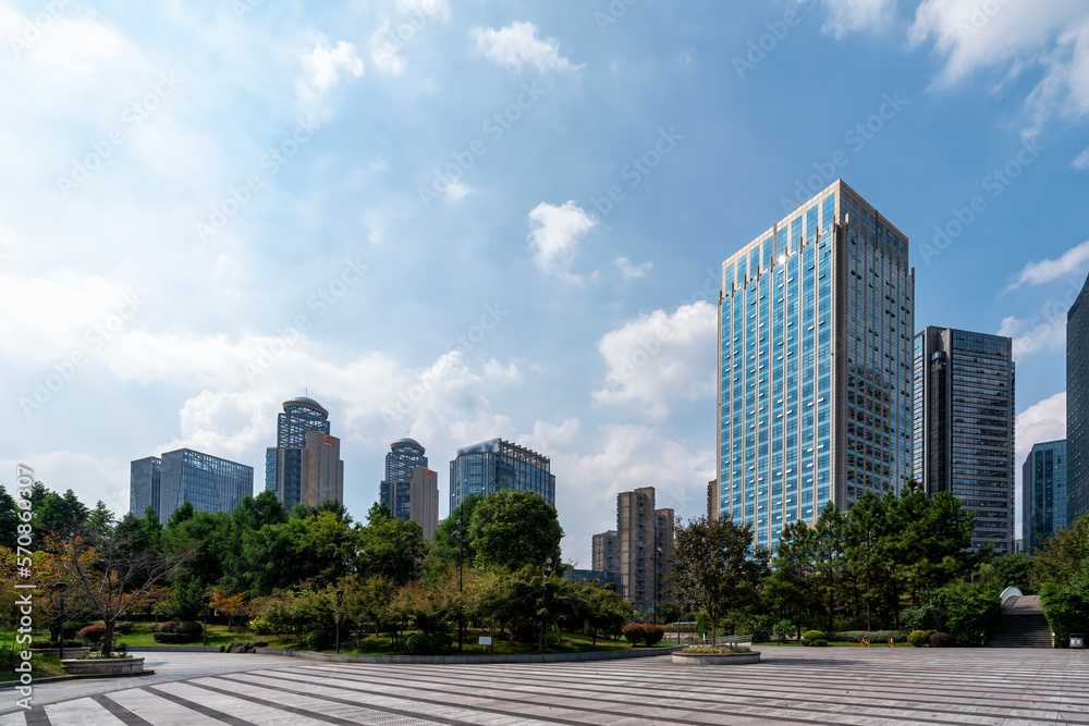 Modern Building Street View in Shaoxing Central Business District