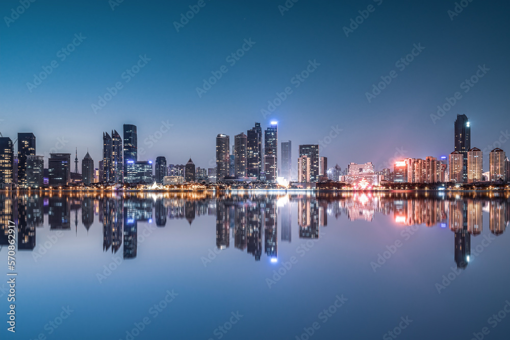 Night view of Qingdao Coastline City