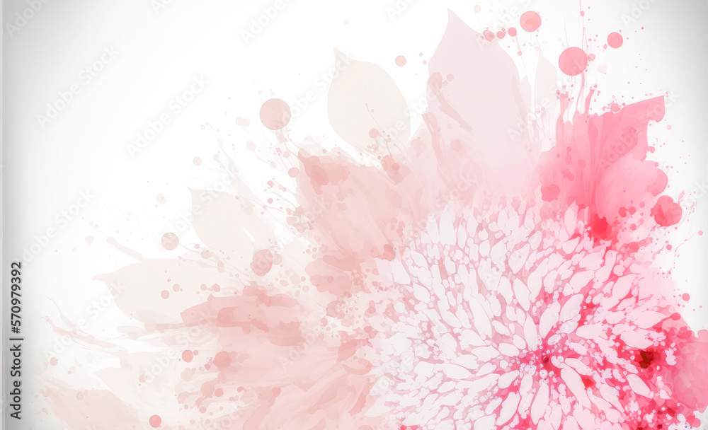 Abstract watercolor art background with pink flowers in style of watercolor paints design. Peculiar 