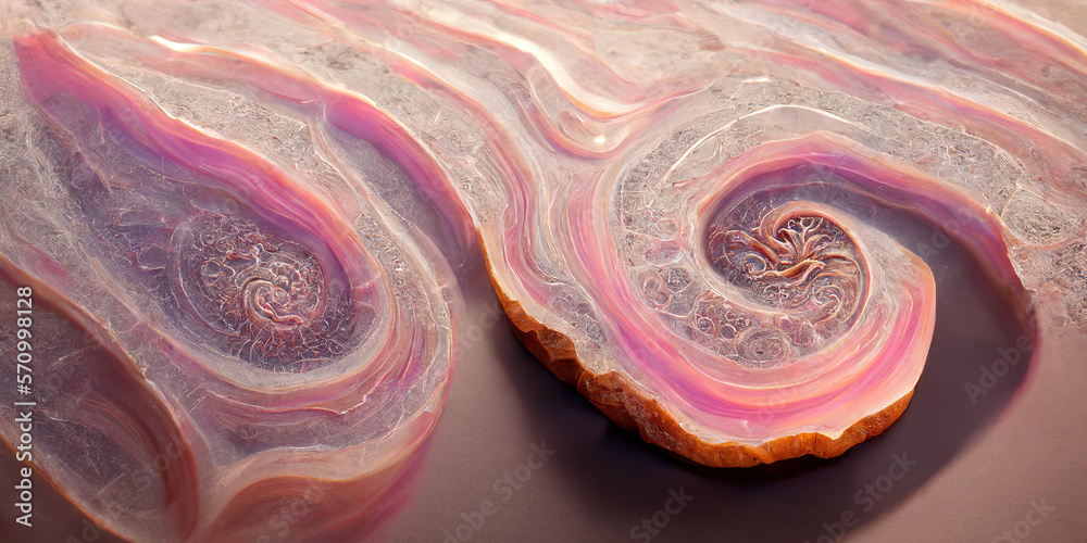 Sedate realistic marco detailed pink alcohol ink ripples pattern in agate design. Closeup turbulence