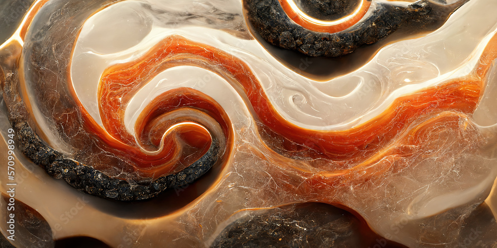 Sedate realistic marco detailed black and red alcohol ink ripples pattern in agate design. Closeup t