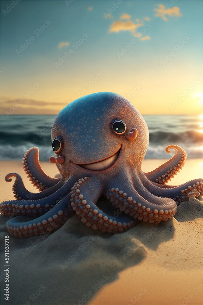 Cute octopus, generative ai