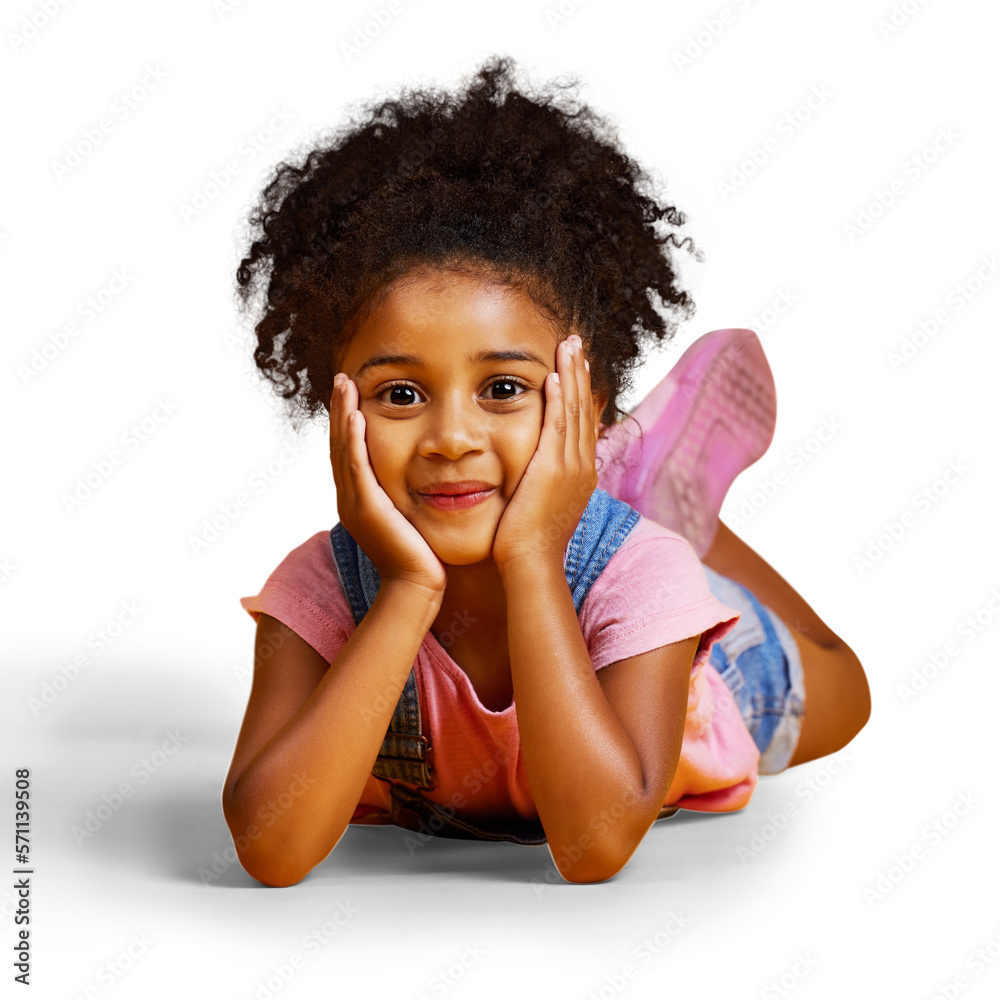 A portrait mixed race girl looking lying alone isolated Cute hispanic child posing inside. Happy and