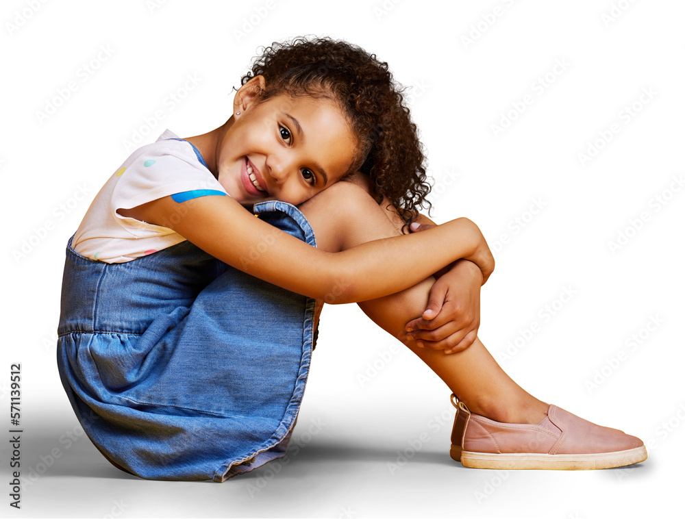 A portrait mixed race girl  child smiling and looking carefree in casual clothes isolated on a png b