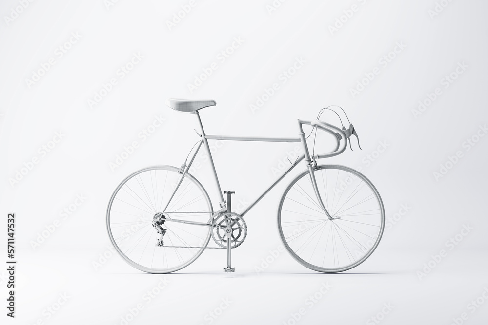 3D graphic modern bicycle isolated on white background. 3D rendering