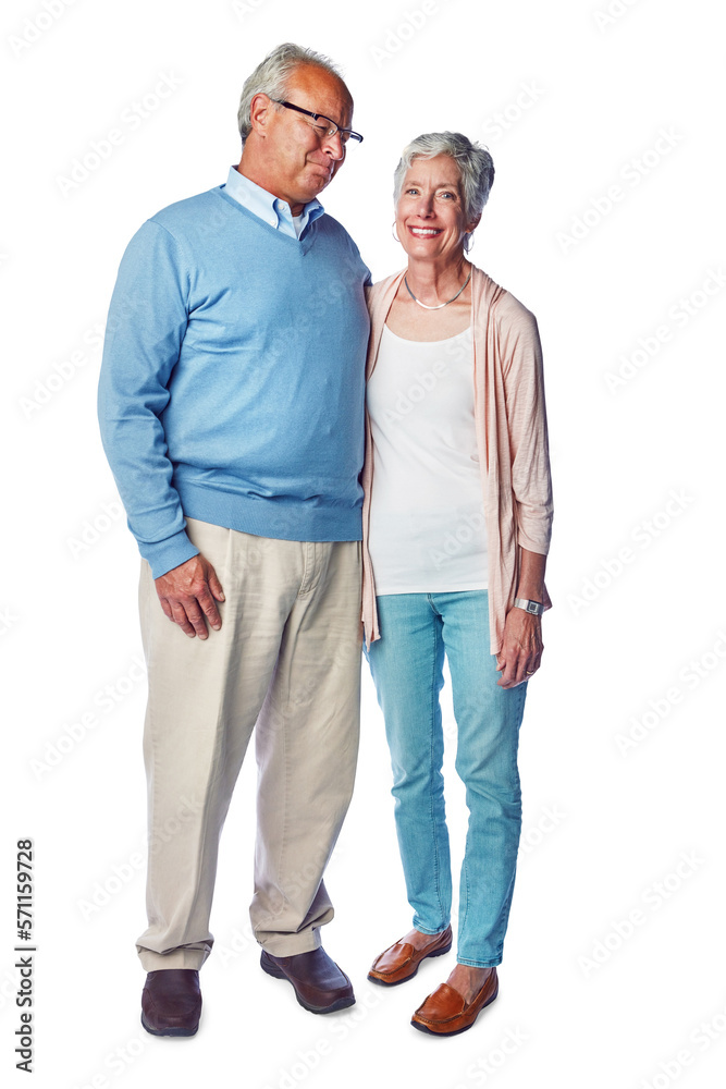 A happy senior husband looking to his wife with affection and love isolated isolated on a png backgr