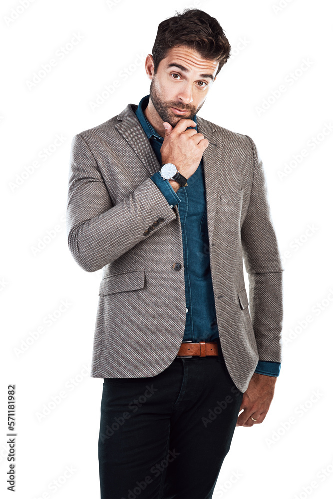 A handsome man posing in a designer outfit, luxury apparel and businessman with cool attitude, style