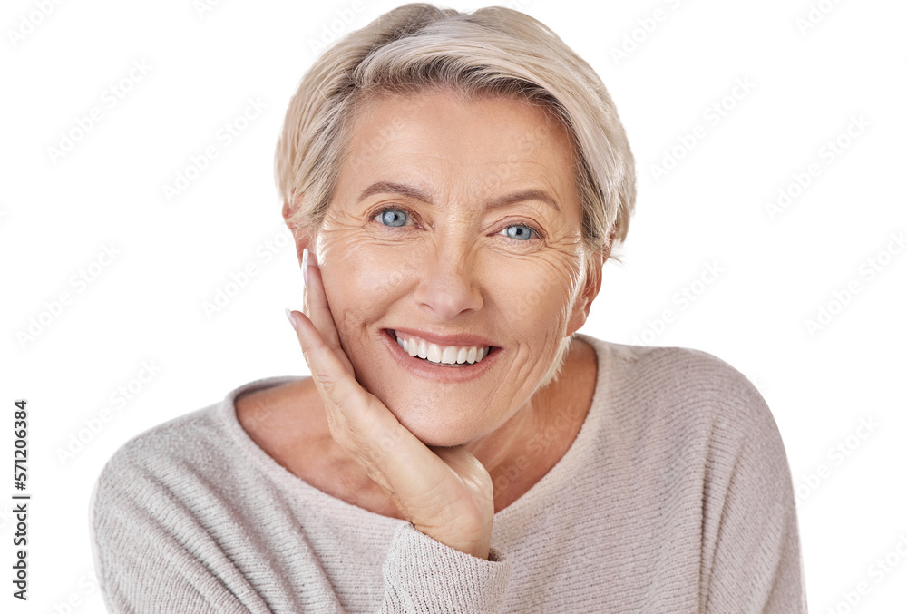 A gorgeous mature woman with care and wellness smiling using a natural makeup, anti aging dermatolog