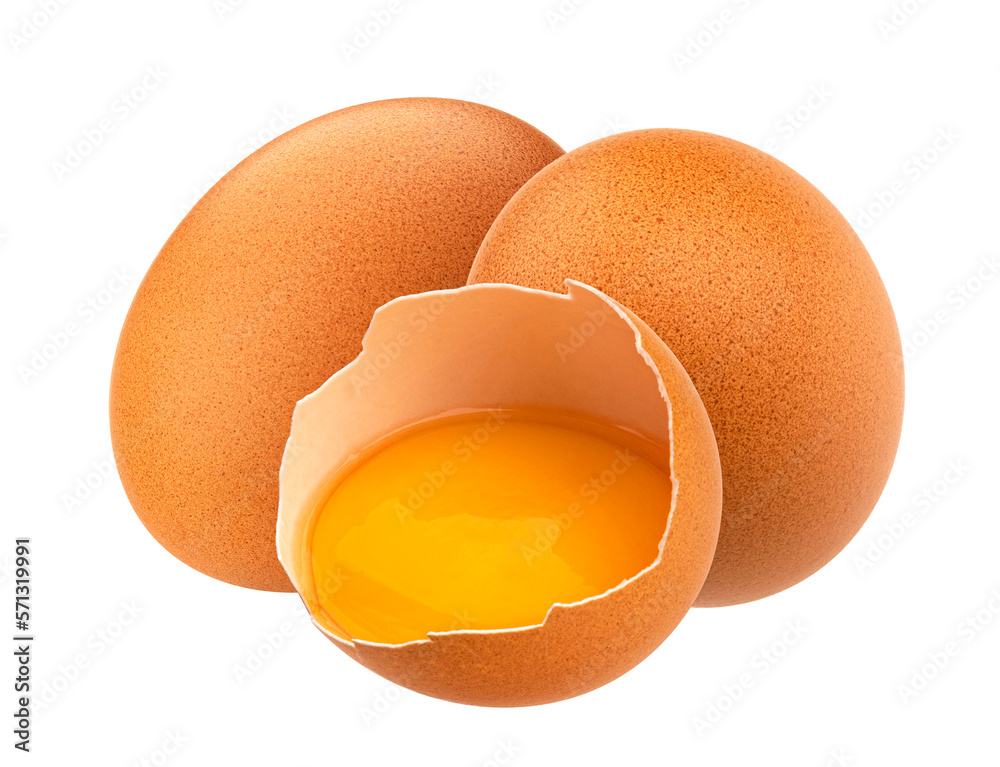 Brown eggs isolated on white background