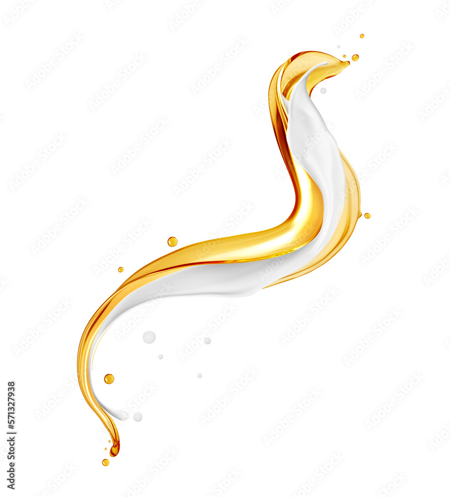 Oil and milk splashes isolated on a white background