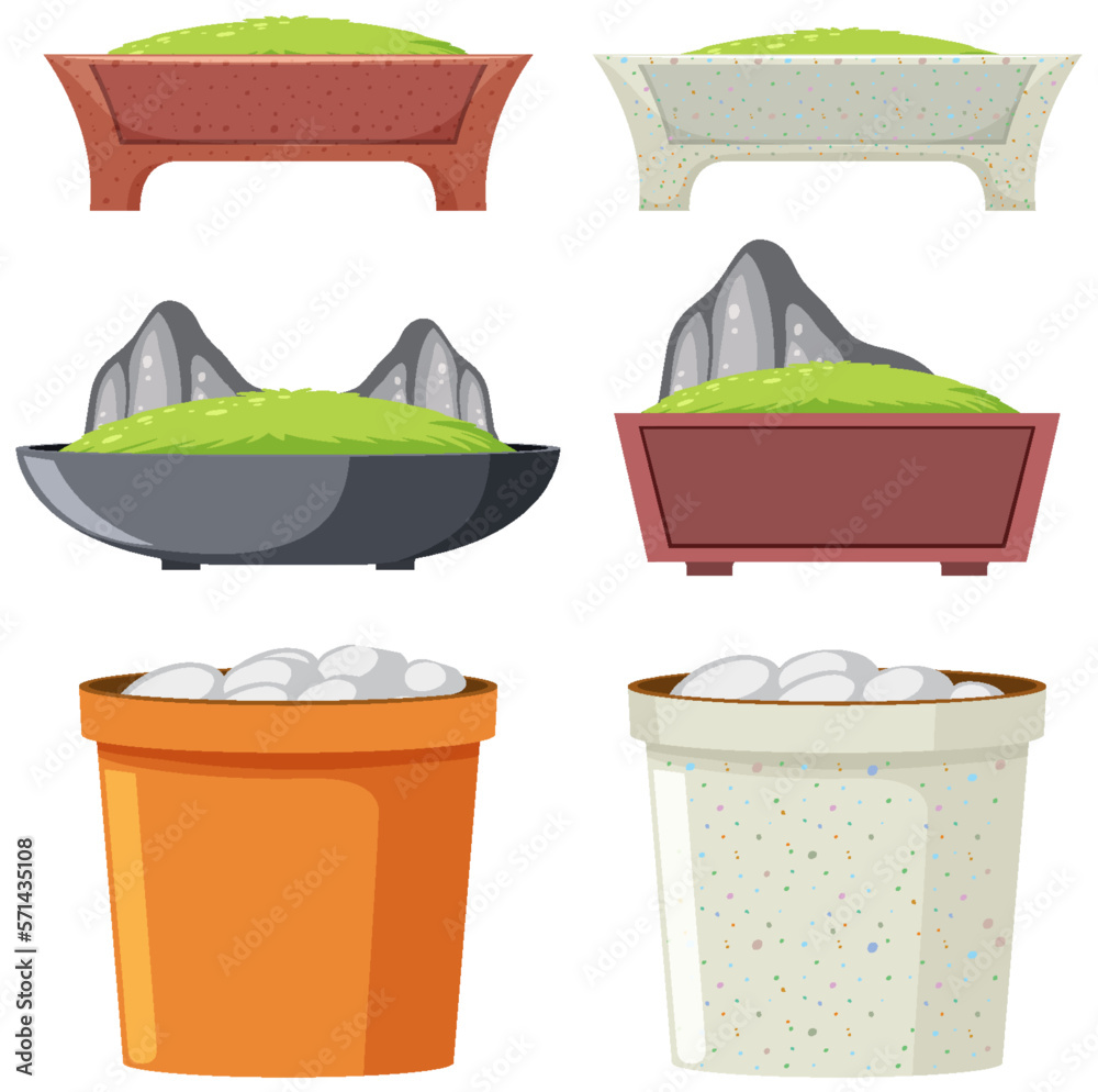 Set of plant pot isolated