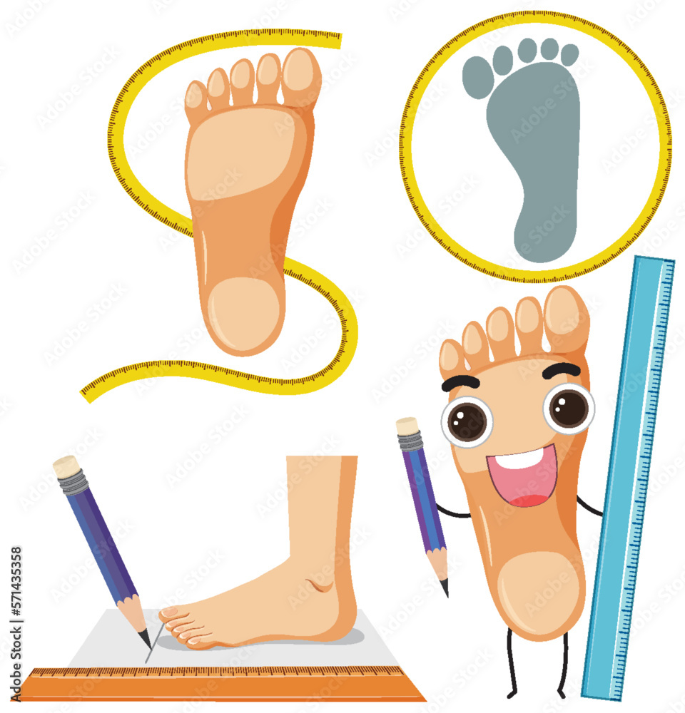 Foot with smiley face expression and ruler