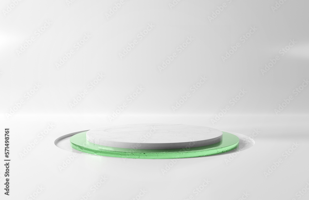 Stage podium background. Mockup of empty circular platform. Abstract geometric pedestral. 3D renderi