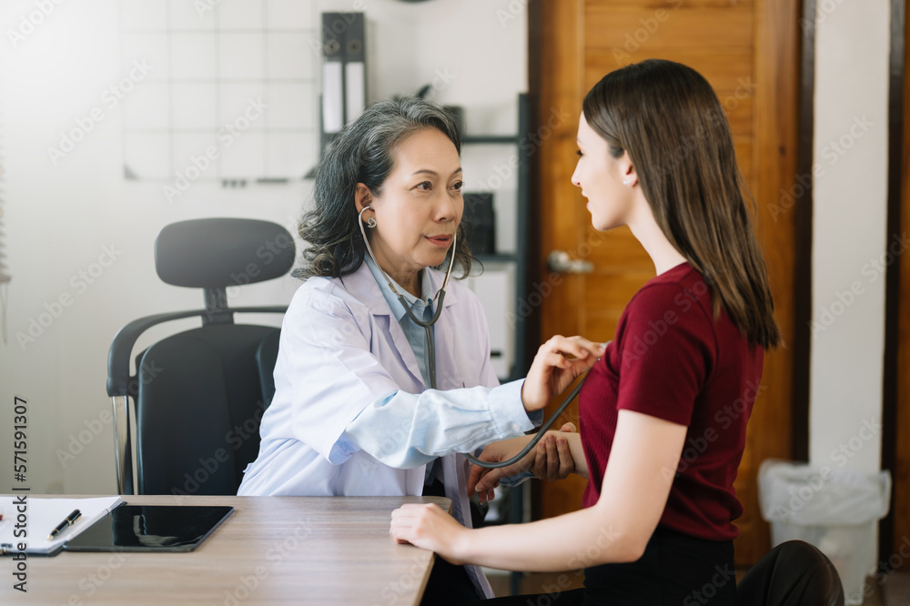 The doctor holds the patient’s. hand Healthcare and medical concept. .