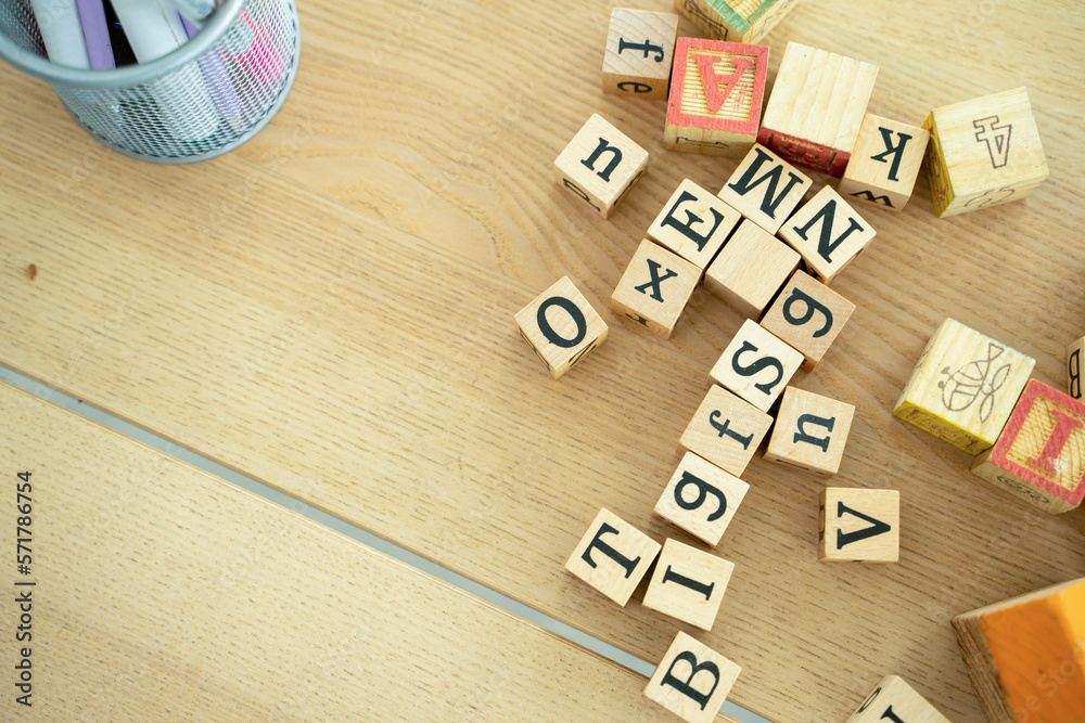 Wooden alphabets letters vocabulary game,Toys children and learning.