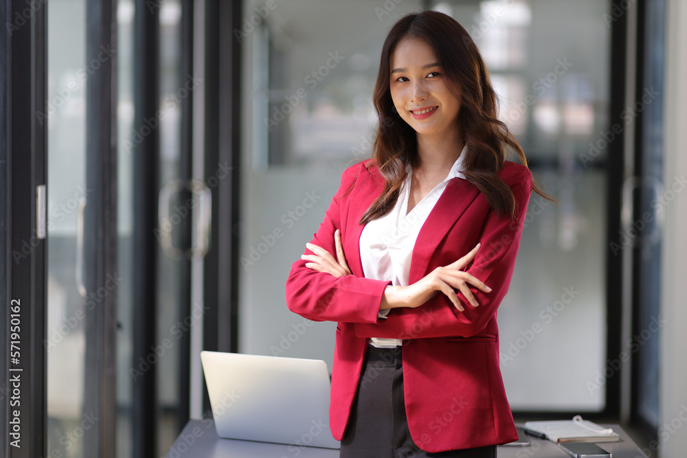 Portrait businesswoman beautiful asian woman in business office.