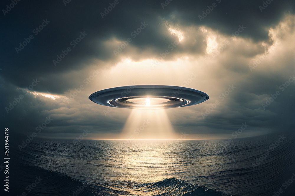 UFO Hovers Over Ocean - Generative Ai