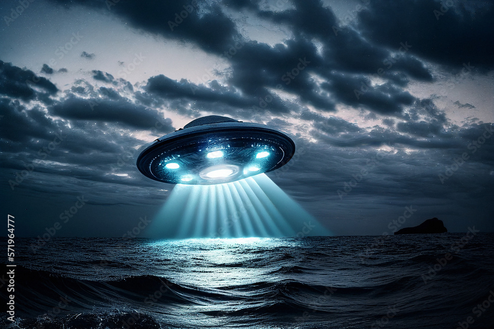 UFO Hovers Over Ocean - Generative Ai