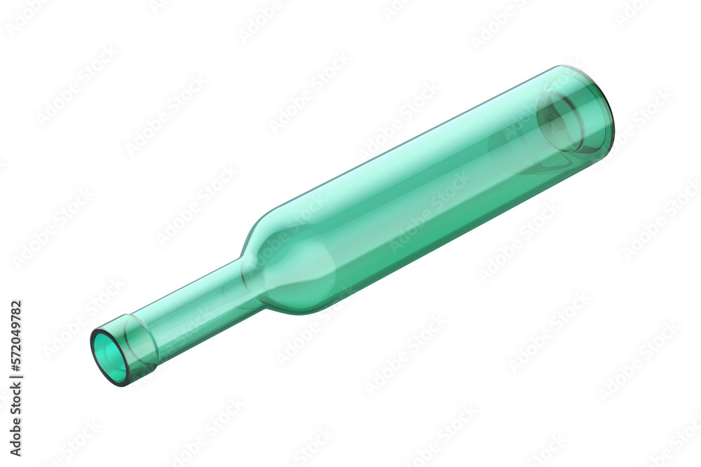 Empty green glass bottle for water or alcogolic beverages