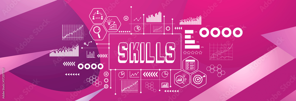 Skills theme on a geometric pattern background