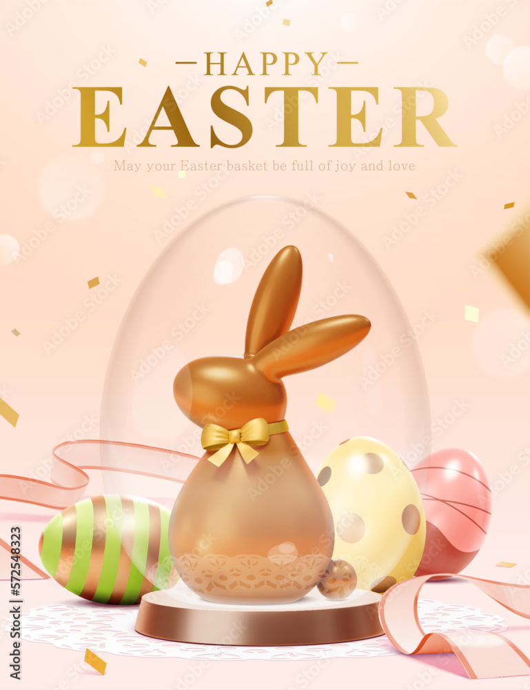 3D chocolate Easter bunny poster