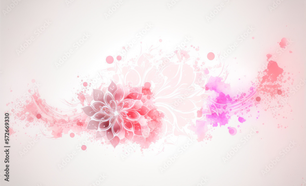 Abstract watercolor art background with pink flowers in style of watercolor paints design. Peculiar 