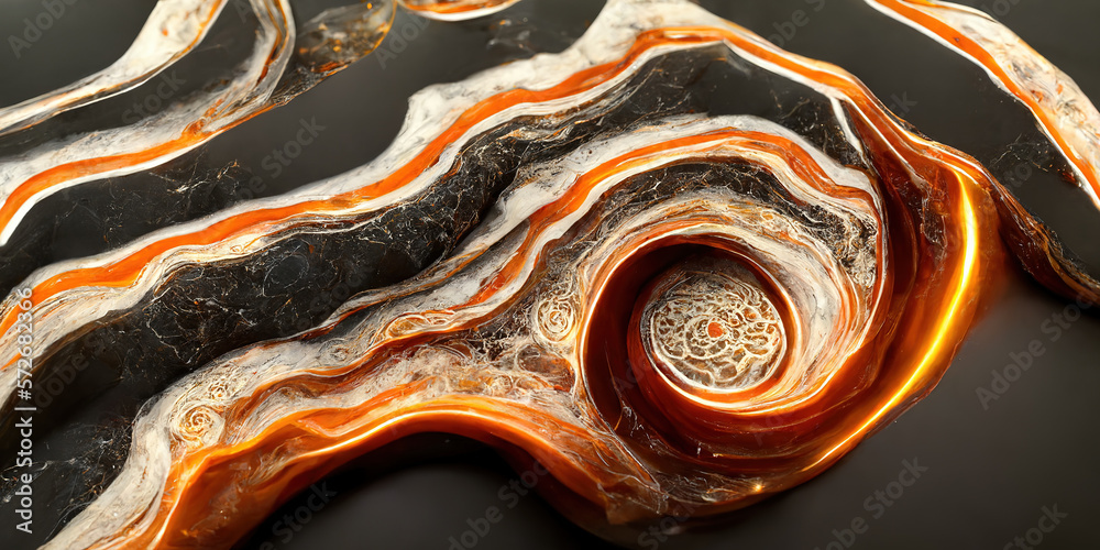 Sedate realistic marco detailed black and red alcohol ink ripples pattern in agate design. Closeup t