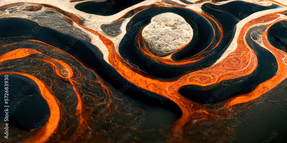 Sedate realistic marco detailed black and red alcohol ink ripples pattern in agate design. Closeup t