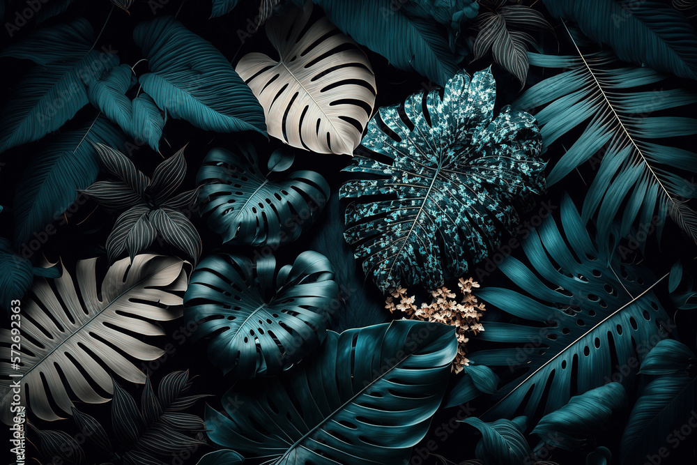 Luxury tropical leaves plant and foliage exotic background abstract of dark botany . Admirable Gener