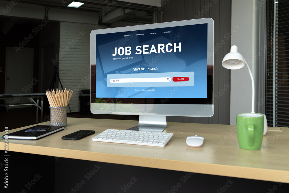 Online job search on modish website for worker to search for job opportunities on the recruitment in