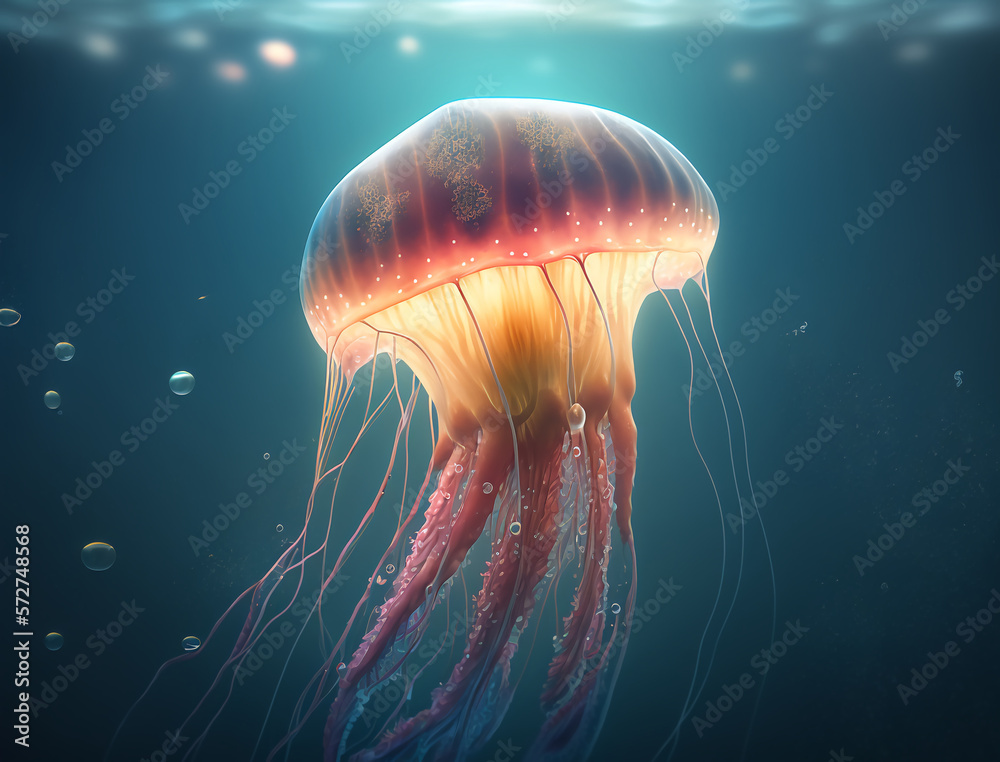 jellyfish in the aquarium to  enjoy nature, Bright sky, Safe Atmosphere, HQ landscape, photorealisti