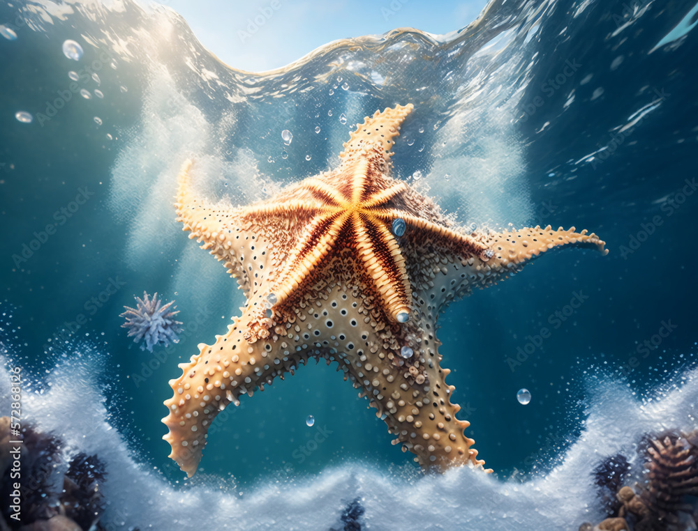 starfish in the water have a great colourful light to enjoy nature, Bright sky, Safe Atmosphere, HQ 