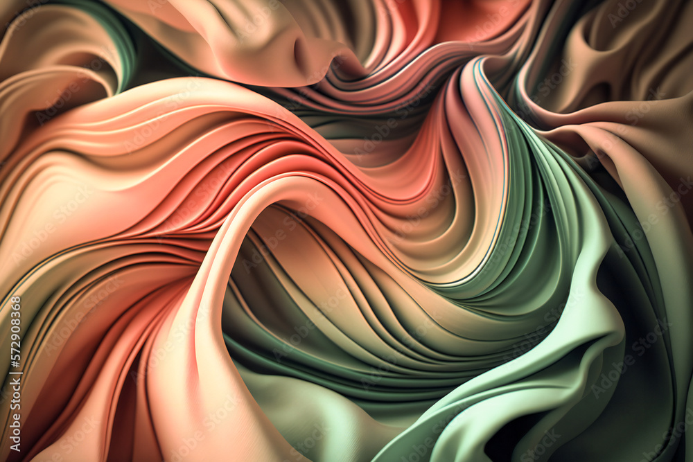 Abstract wave of colorful fabric wallpaper illustration. Created with Generative AI technology.